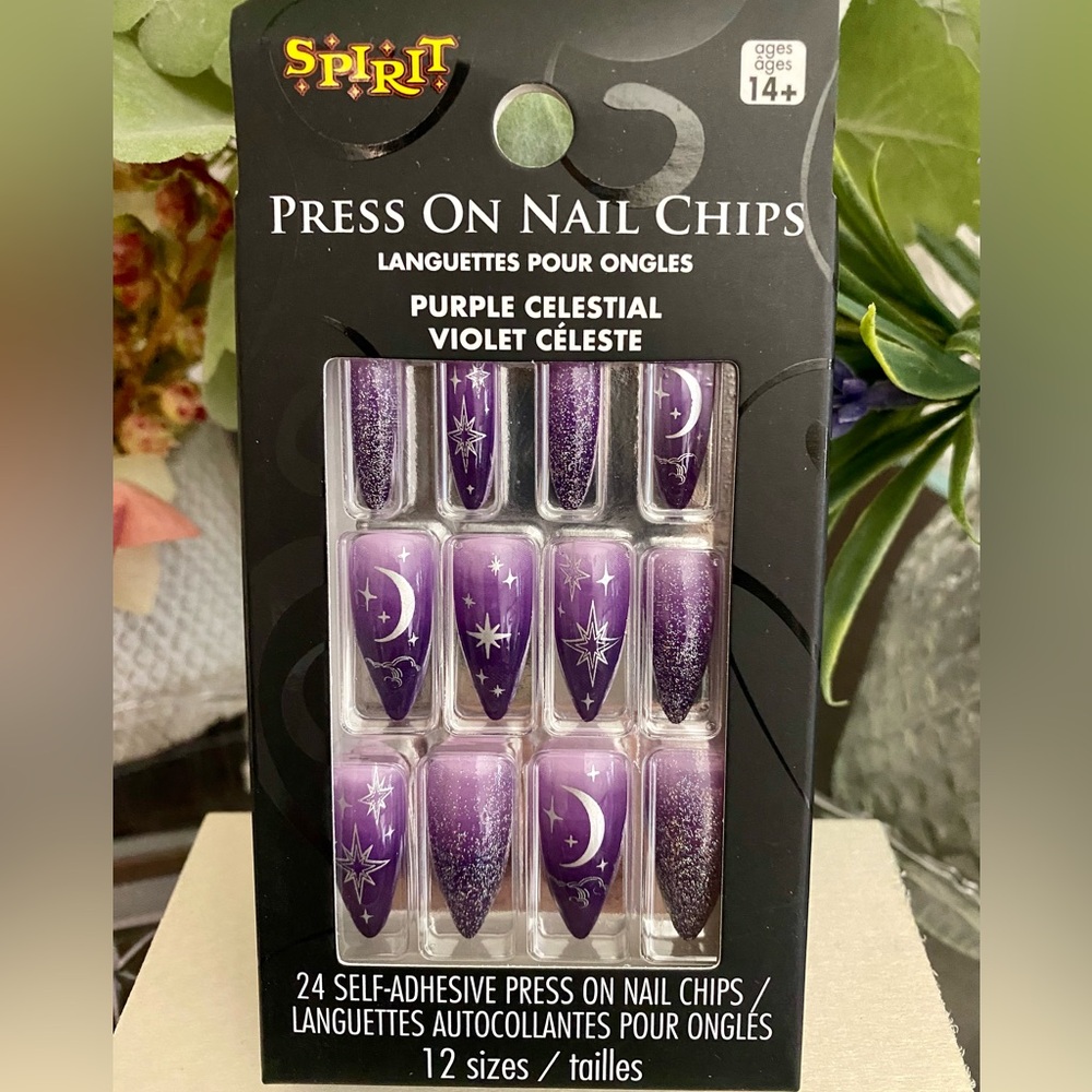 🆕💅🏻 SPIRIT HALLOWEEN LIMITED EDITION  “PURPLE CELESTIAL” PRESS-ON NAILS. NEW!